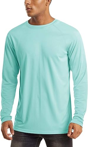 MAGCOMSEN - Camisas de manga larga para hombres UPF 50+ Protección UV contra el sol, camisas atléticas para senderismo, correr, entrenamiento,