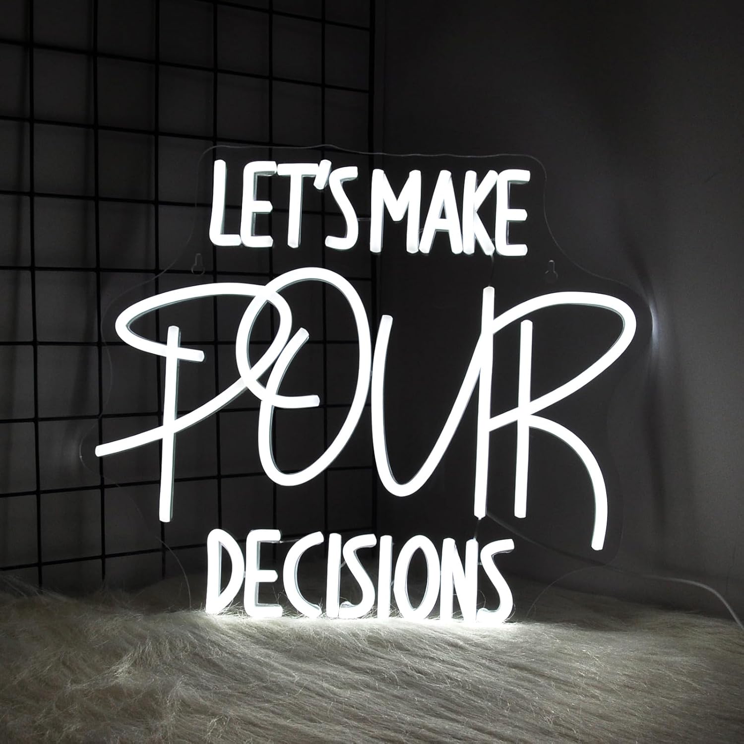 Whfobfe Neon Sign - Let's Make Pour Decisions - Neon/LED - 15.28" x 13.19" - Acrylic - Wall Mount