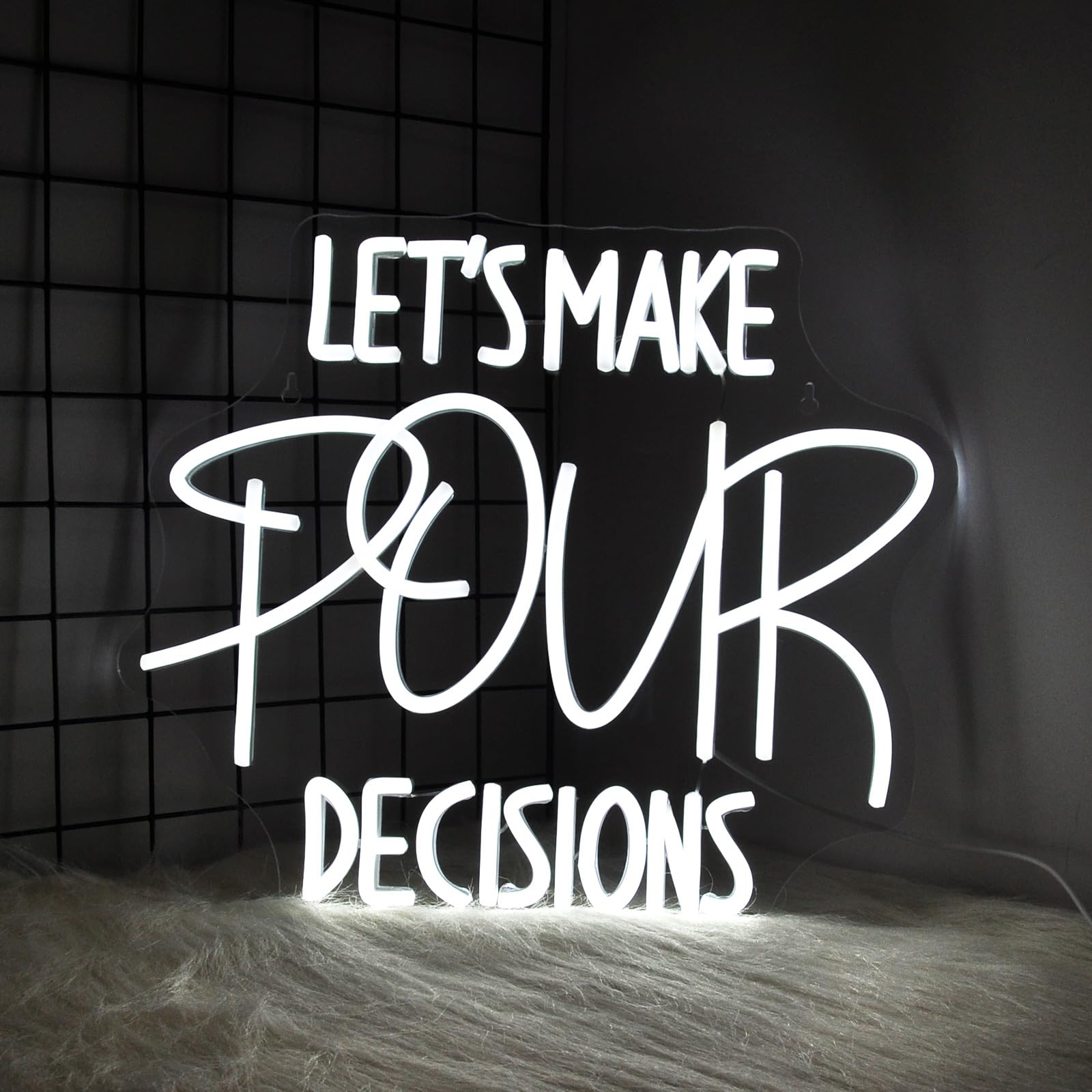 Whfobfe Let's Make Pour Decisions Neon Sign Led Neon Light Neon Signs for Wall Decor USB Powered Led Neon Signs for Room Decoration