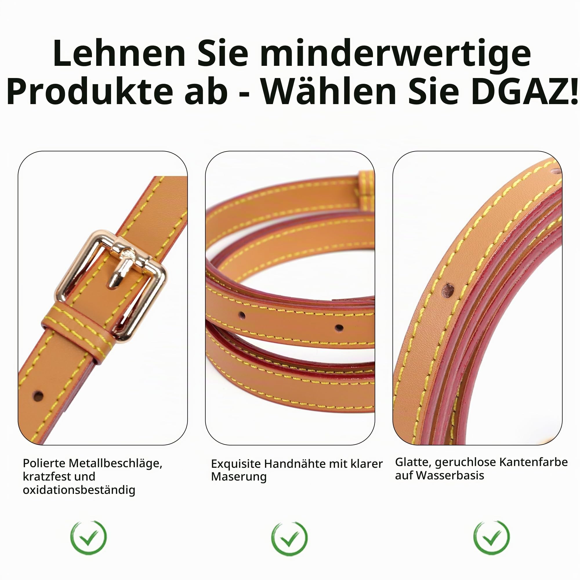 DGAZ Vachetta Leder Schulterriemen Speedy, 1,8 cm, 90–120 cm, Apricot