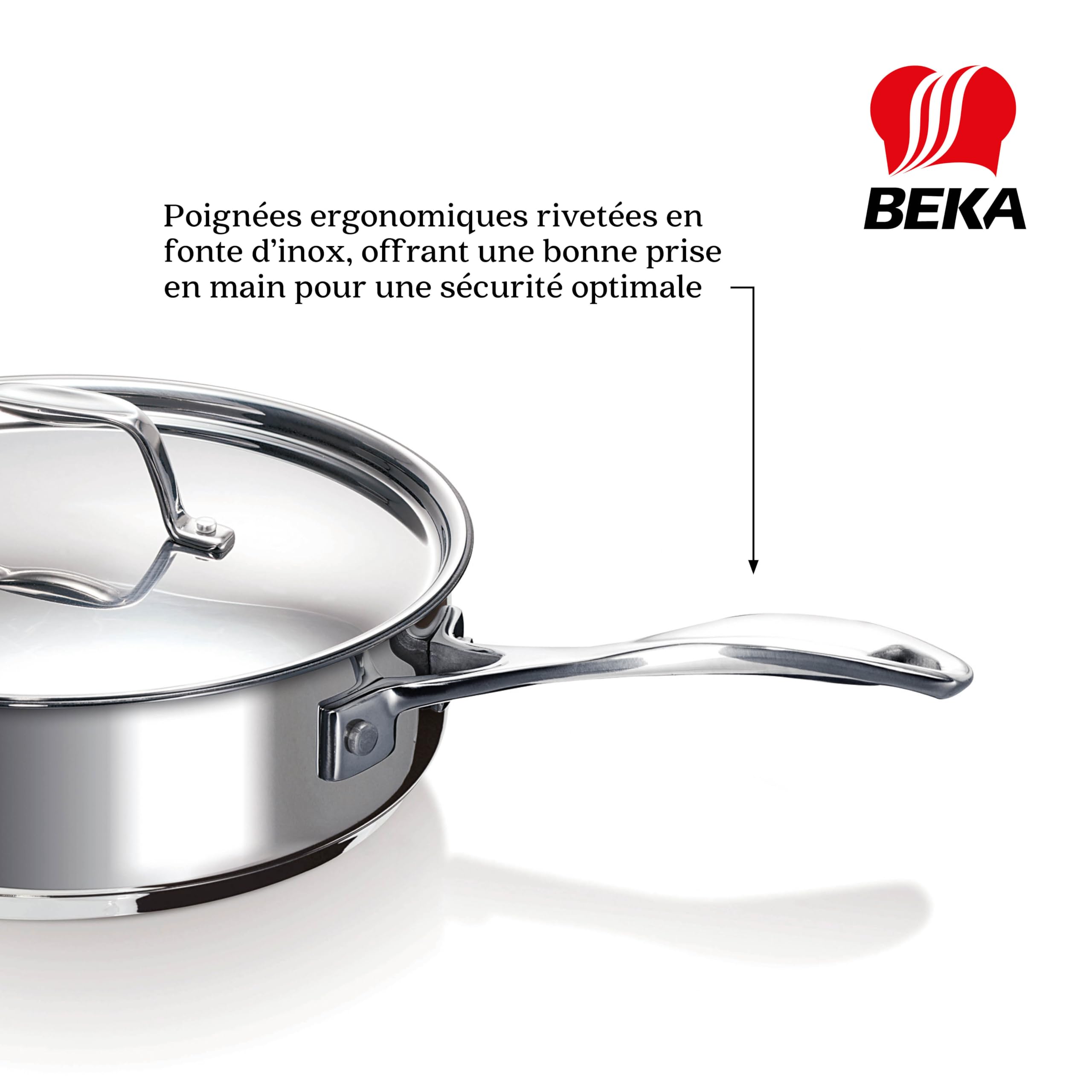 Beka Chef Sarten para saltear Acero Inoxidable 24 cm con Tapa