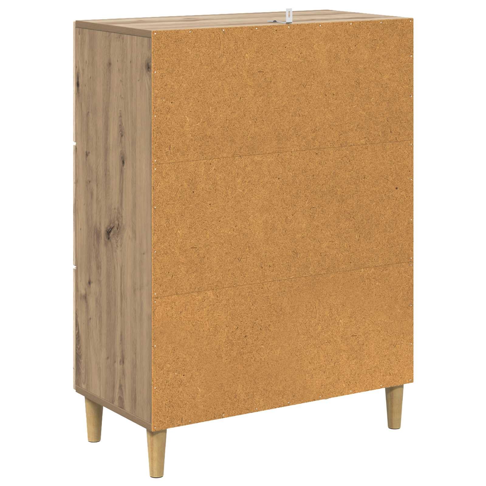 Cassettiera in rovere Artisan, 66 x 34,5 x 90 cm, con 3 cassetti e molto spazio per soggiorno, camera da letto, ufficio, corridoio e cucina