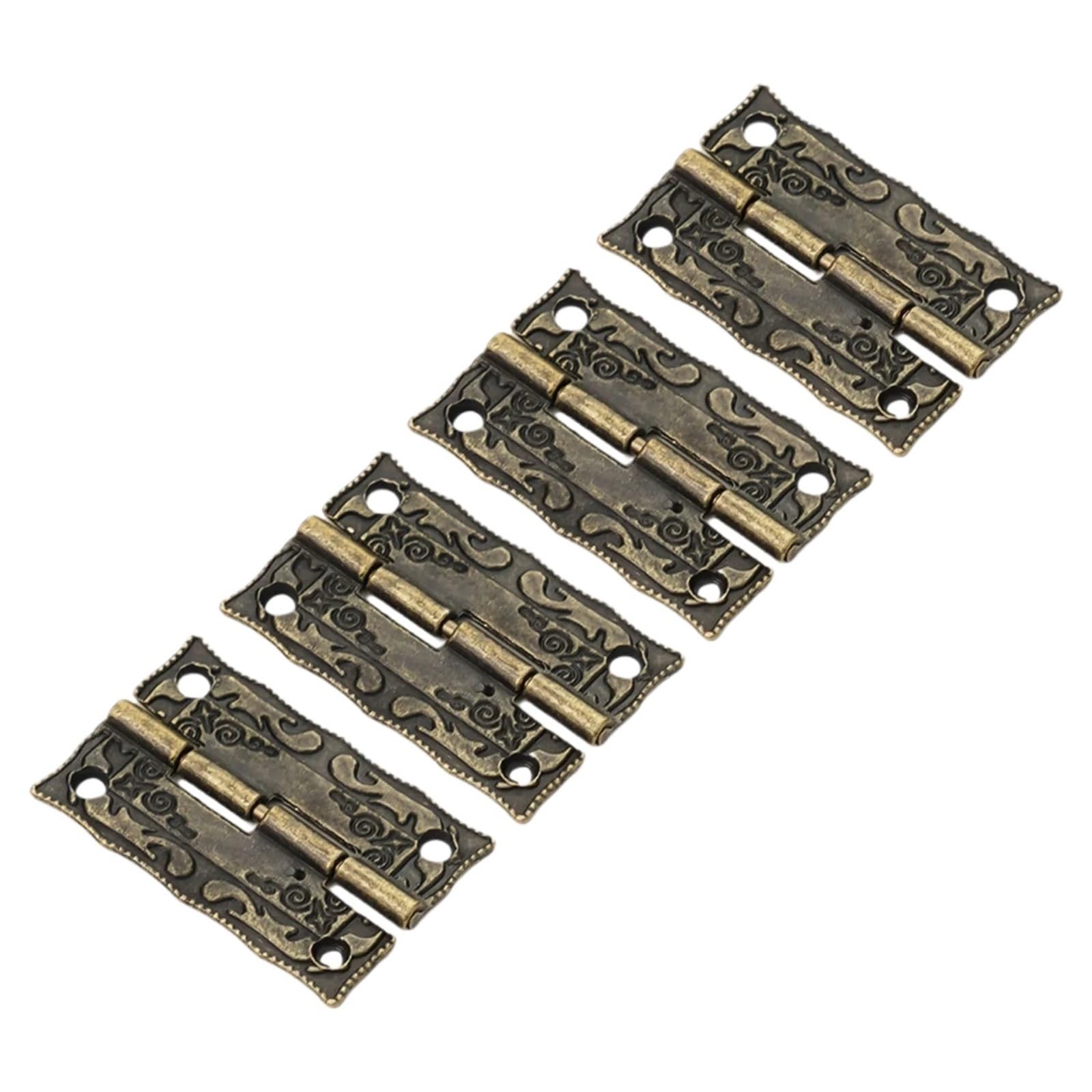 4pcs Hinges Locking Hasps Bronze Cabinet Hinge with Screws