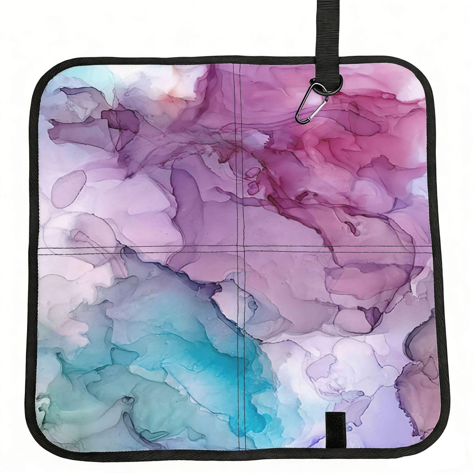 SDEGTHO Abstract Marble Printed Foldable Seat Pad with Closure, Lightweight Cushion for Airplane Travel Camping