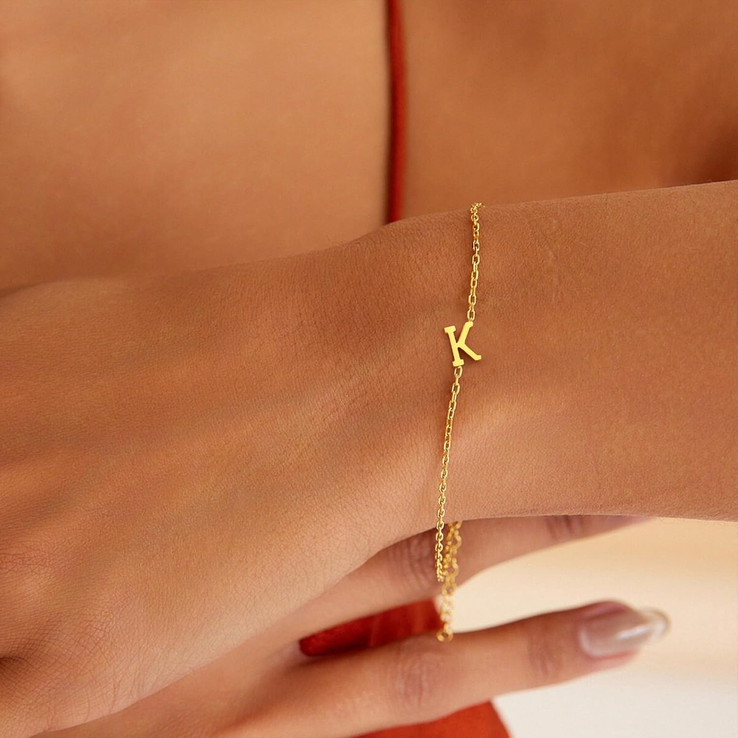 BAYLAY Gold Initial Bracelet for Women Trendy Jewelry, 18K Gold Plated Letter Bracelet Dainty Gold Bracelet Initial Bracelets for Women Jewelry Gifts - Image 3