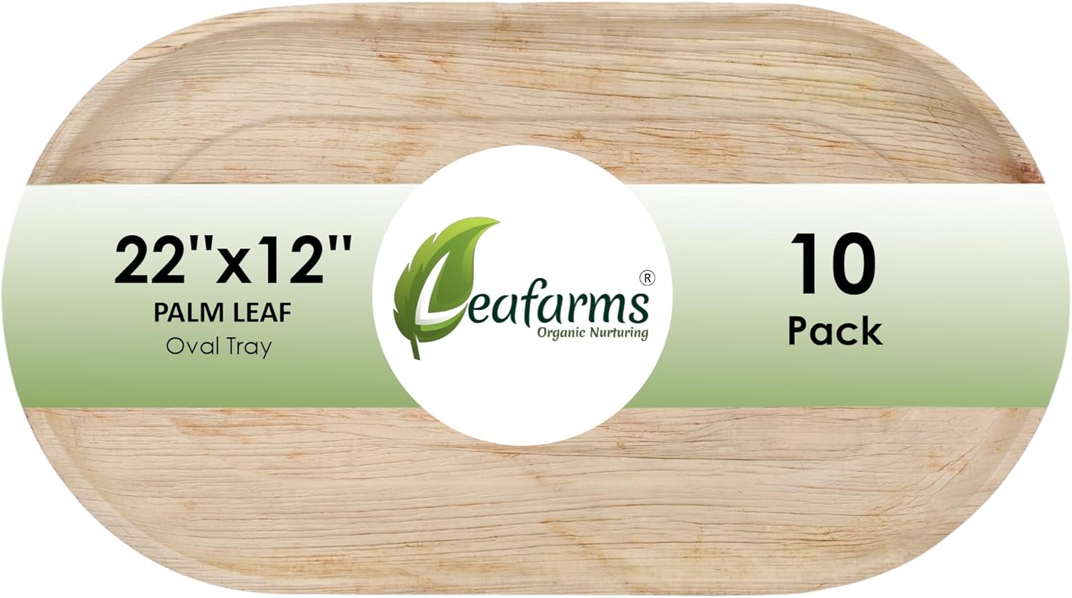 Disposable Charcuterie Boards - Oval 22"x12" (10 Pcs) Palm Leaf Platters | Bamboo Disposable Serving Trays Heavy Duty for Catering, Grazing Cheese Boards 22 x 12 Inch
