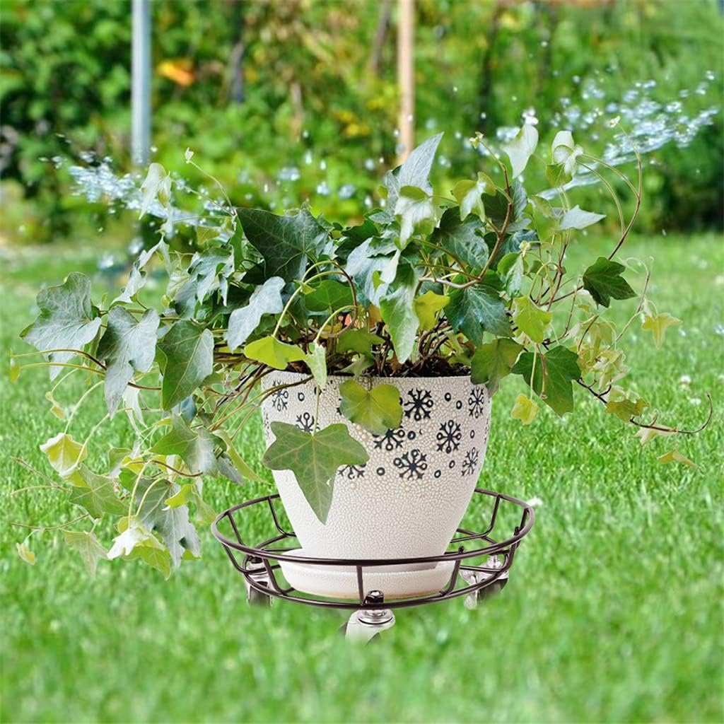Planter Holder with Wheels Movable Heavy Duty Iron Rolling Tray Plant Caddy Flower Pot Stand (Color : Black, Size : 30.00X30.00X8.00cm)