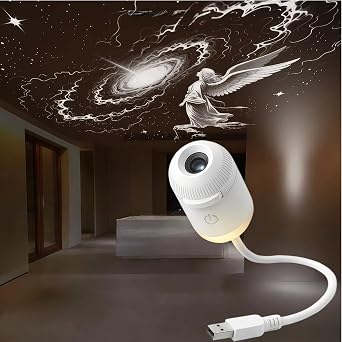 2-in-1 Galaxy Projector Night Light with Changeable Cosmic Scenes, Realistic Starry Sky Projector with 360 Rotation, USB-C Rechargeable Bedroom Decor Lamp 24 Cosmic Scenes