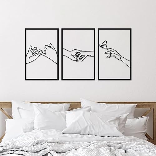 Miniatura 4 de Arte de pared de metal con forma de mano de cuerpo minimalista de líneas femeninas, esculturas de pared modernas de línea abstracta para el hogar,