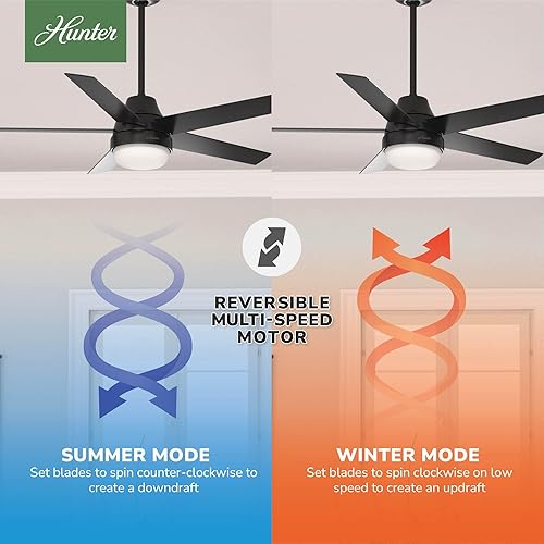 Miniatura 5 de Hunter 51314 Aerodyne - Ventilador de techo (52 pulgadas), color negro mate Mate negro,Plateado mate,Blanco (Fresh White),Gris (Dove