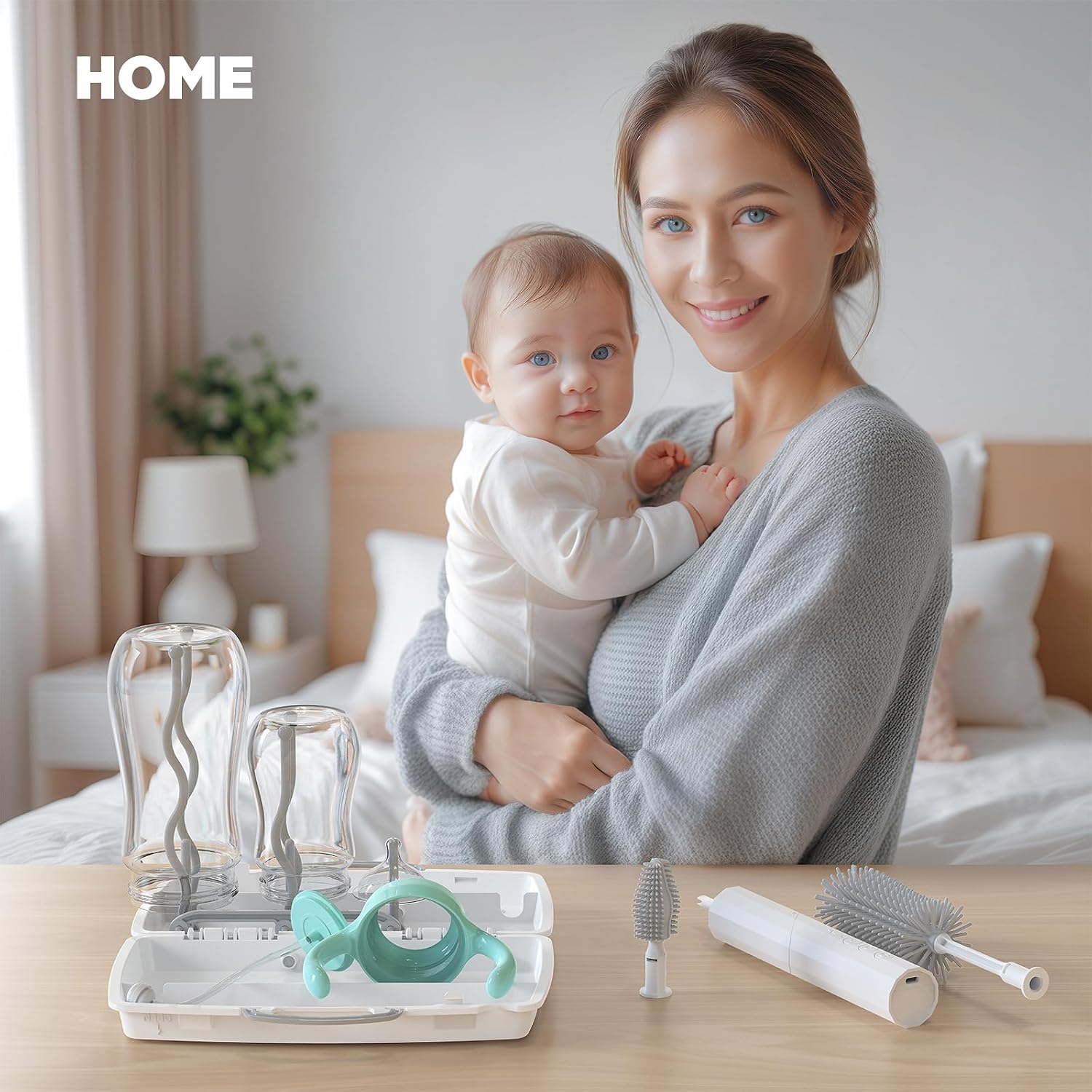 Bottle Cleaner Kit, 7 in 1 Bottle Cleaner Kit with Brush Handle Rotated 90°Design,Silicone Bottle Brush, Nipple Cleaner Brush,Straw Brush,Drying Rack for Home and Travel Better Cleaning