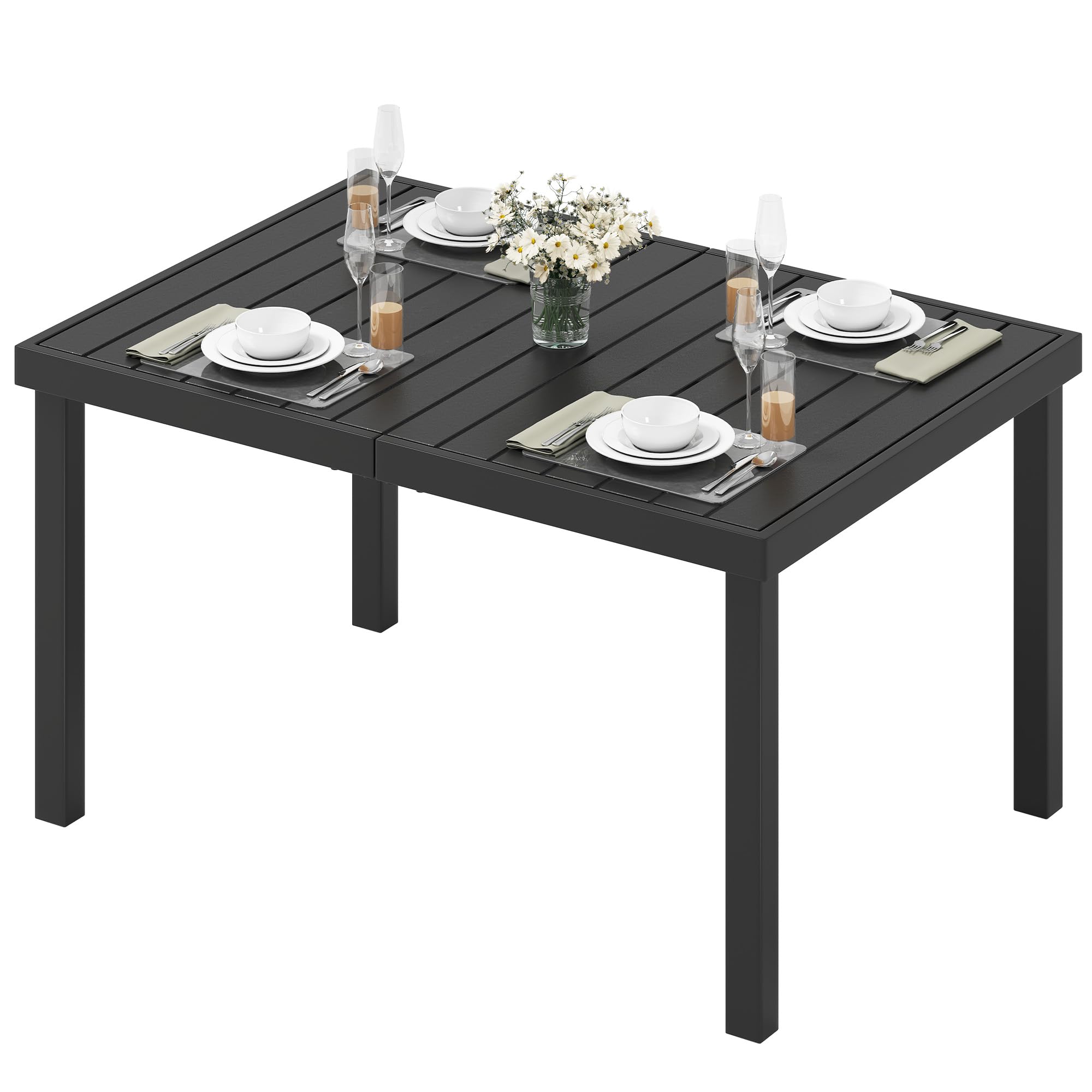 DWVO Aluminium-Gartentisch 140cm, Outdoor Tisch für Terrasse & Garten