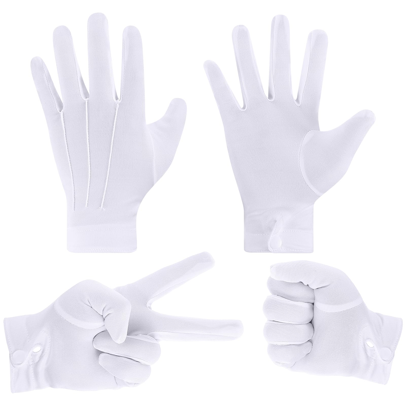 Shappy White Stitched Cotton Gloves for Formal Tuxedo Jewelry Inspection, White Gloves for Men Women, 23 Cm/ 9 Inches