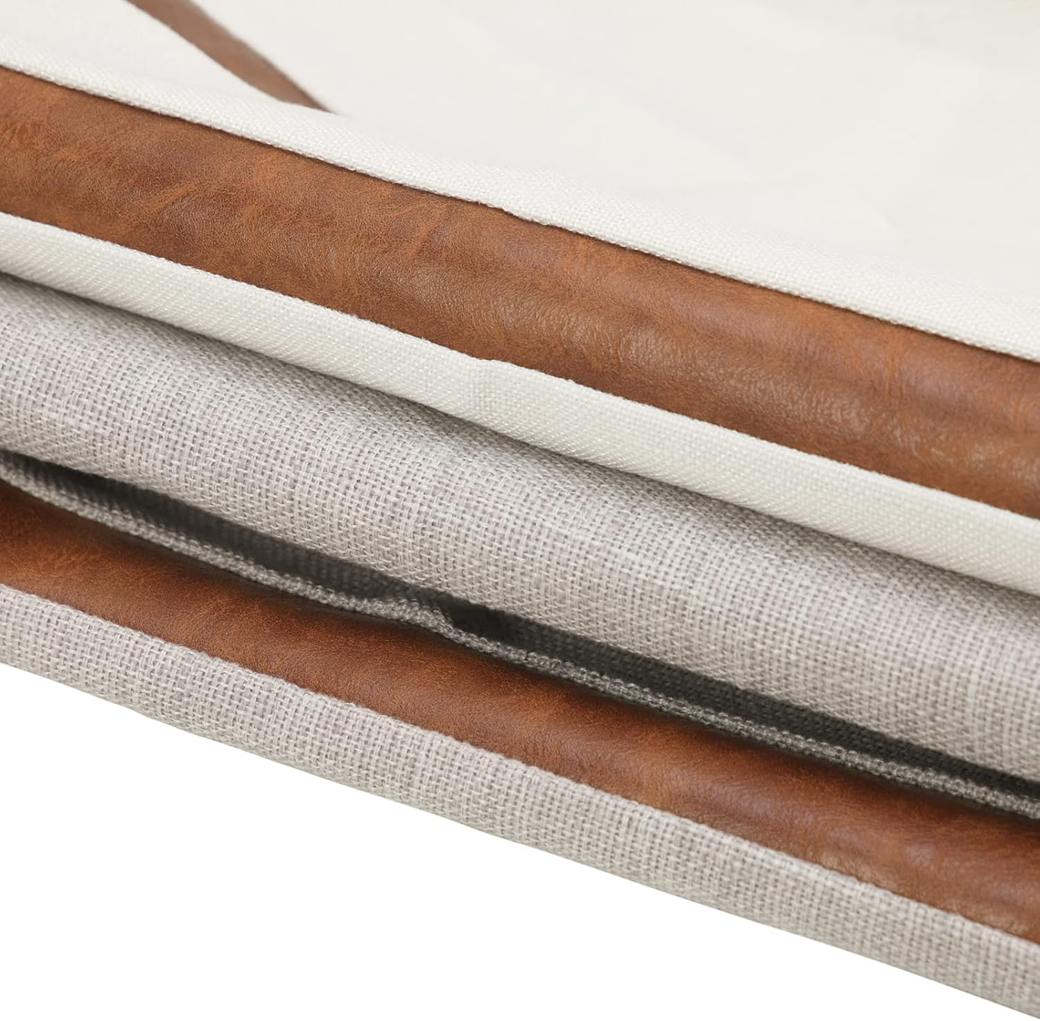 Merrycolor Pack of 2 Faux Leather Pillow Covers 12x20 Brown Leather Lumbar Pillow Cover Rectangle Modern Farmhouse Decorative Accent Cushion Covers for Couch Sofa(Brown and White) image 3