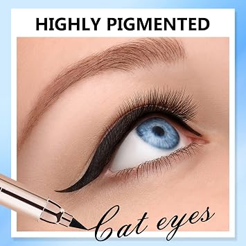 O'CHEAL 2 in 1 Black Eyeliner Pen & Winged Eyeliner Stamp for Women | Dual Ended Waterproof & Smudgeproof Liquid Liner, Premium Wing Cat Eyes Stamp Eyeliner Last All Day