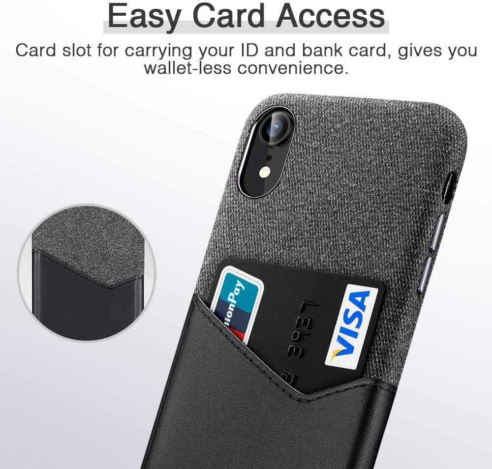 ESR Metro Wallet Case for iPhone XR, Soft Fabric + Premium PU Card Leather Case with ID & Card Holder Slot for The iPhone XR(Charcoal/Black)