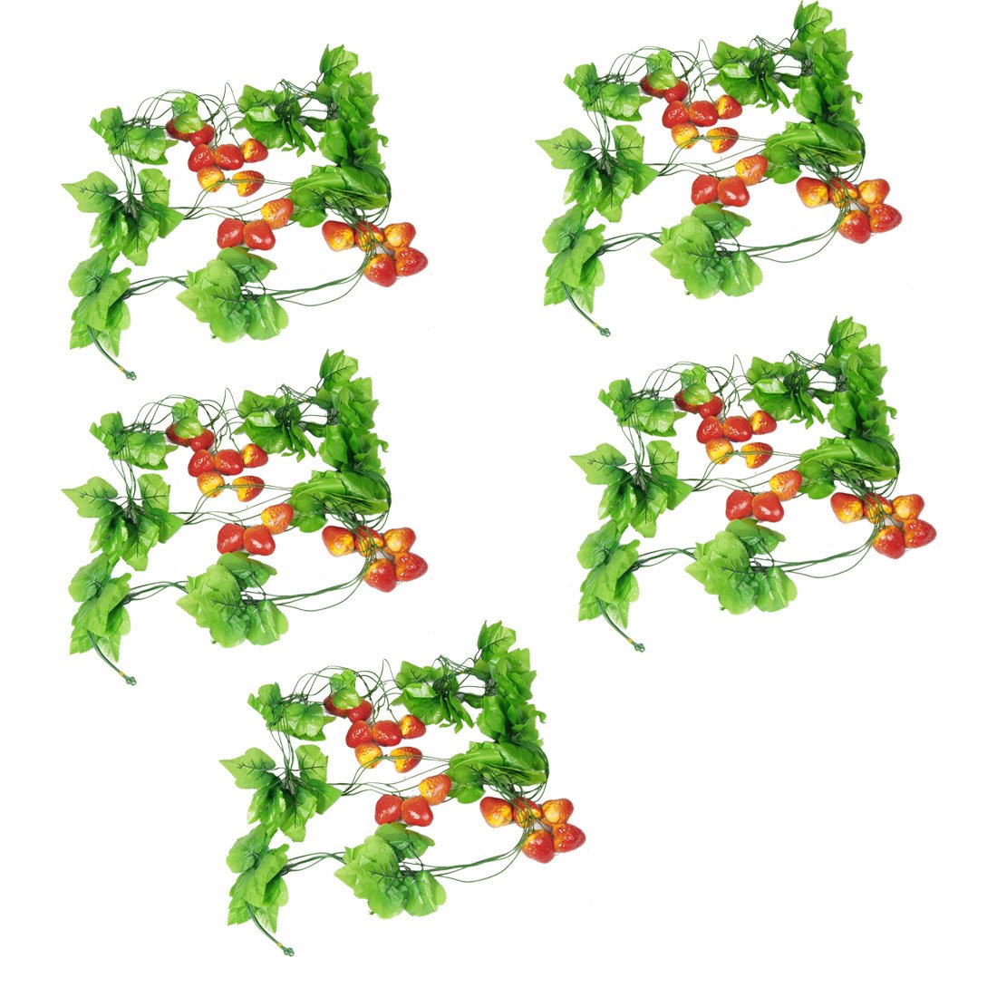 Qtqgoitem Strawberry Leaf Hanging Vine 2.5M 5 Pcs Orange Red Green (model: aad 2bb 5fb 975 dda)