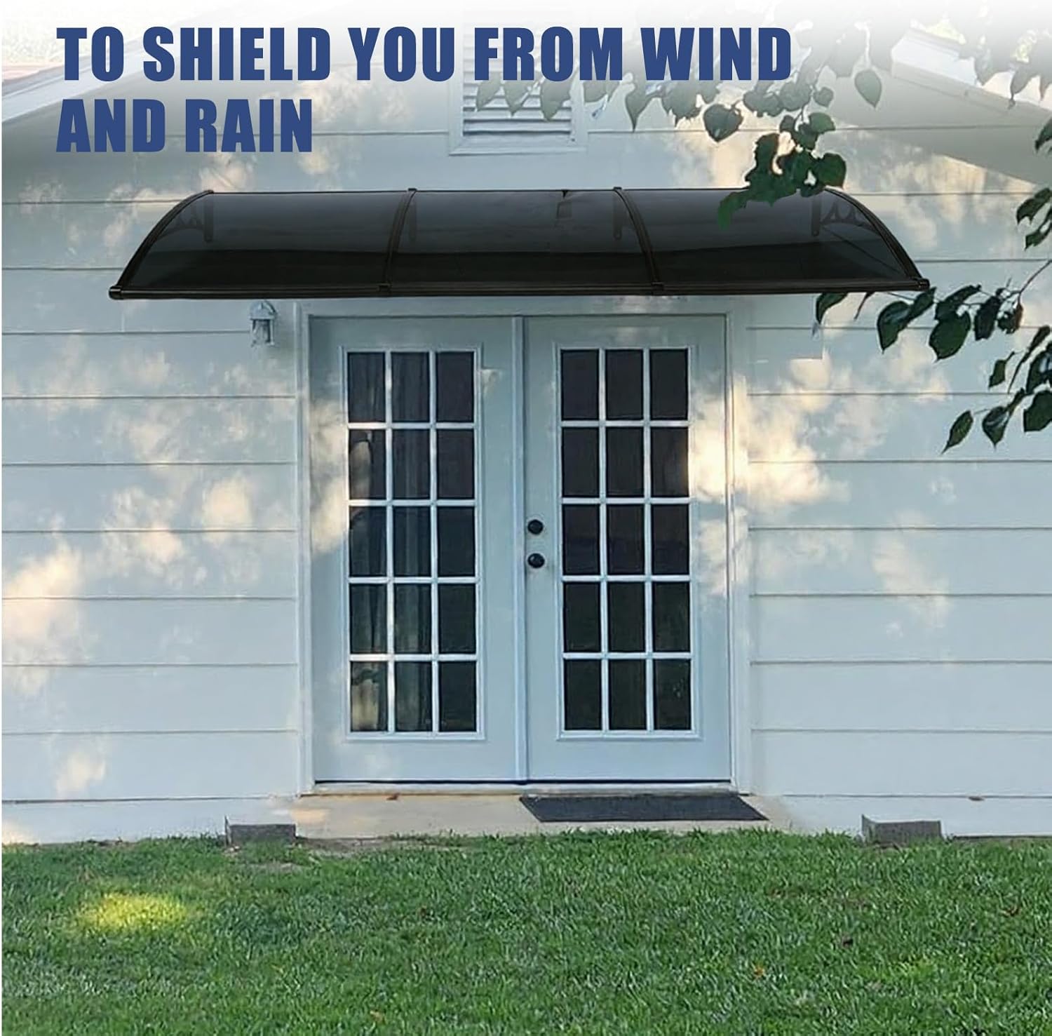 Window Awning Door Canopy 118x39 Inch Rain & Snow Protection Overhead Modern Polycarbonate Cover with Aluminum Alloy Bracket Outdoor Front Porch Patio Canopy