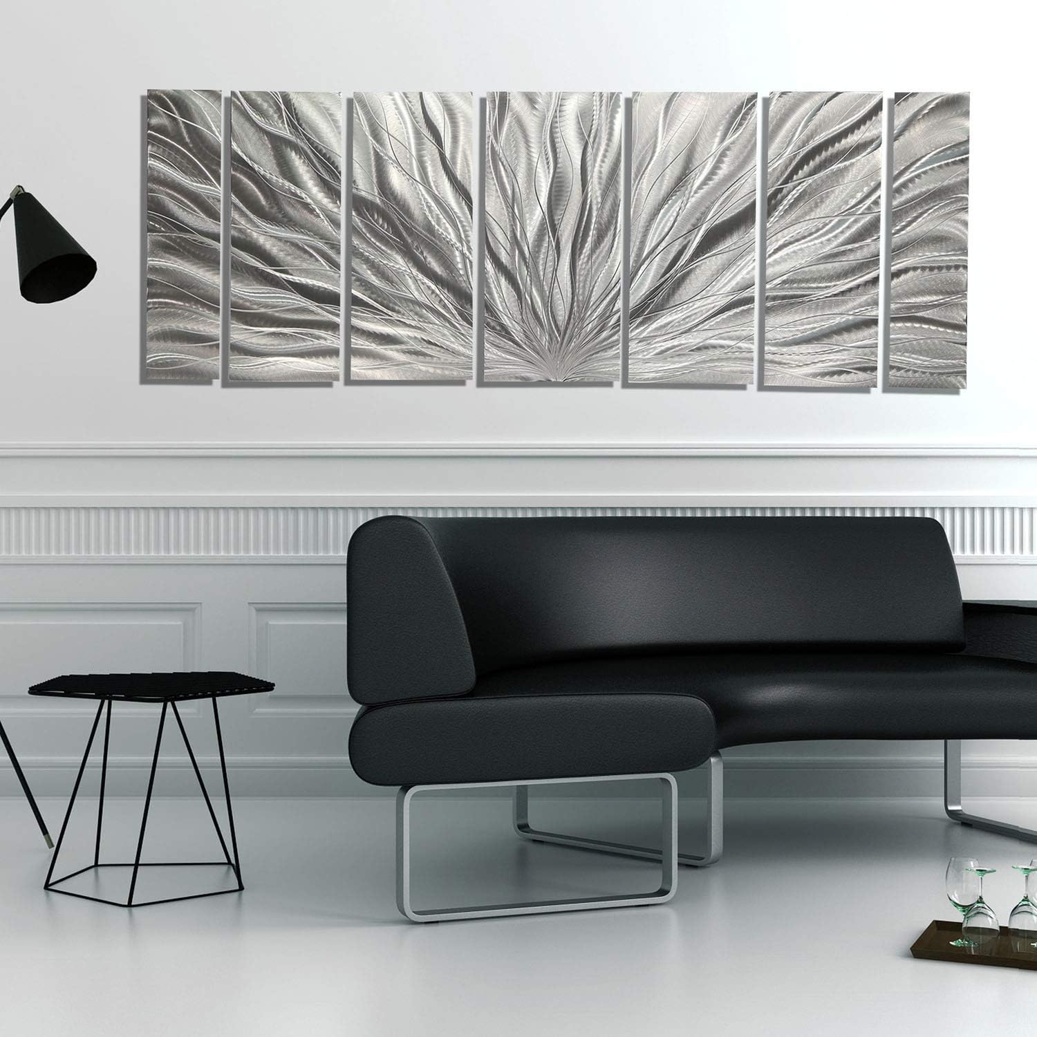 Statements2000 Contemporary Metal Art Large Aluminum Wall Art, Modern Abstract Metal Wall Art, Indoor Outdoor Artwork For Walls - Silver Plumage By Jon Allen : Home & Kitchen
