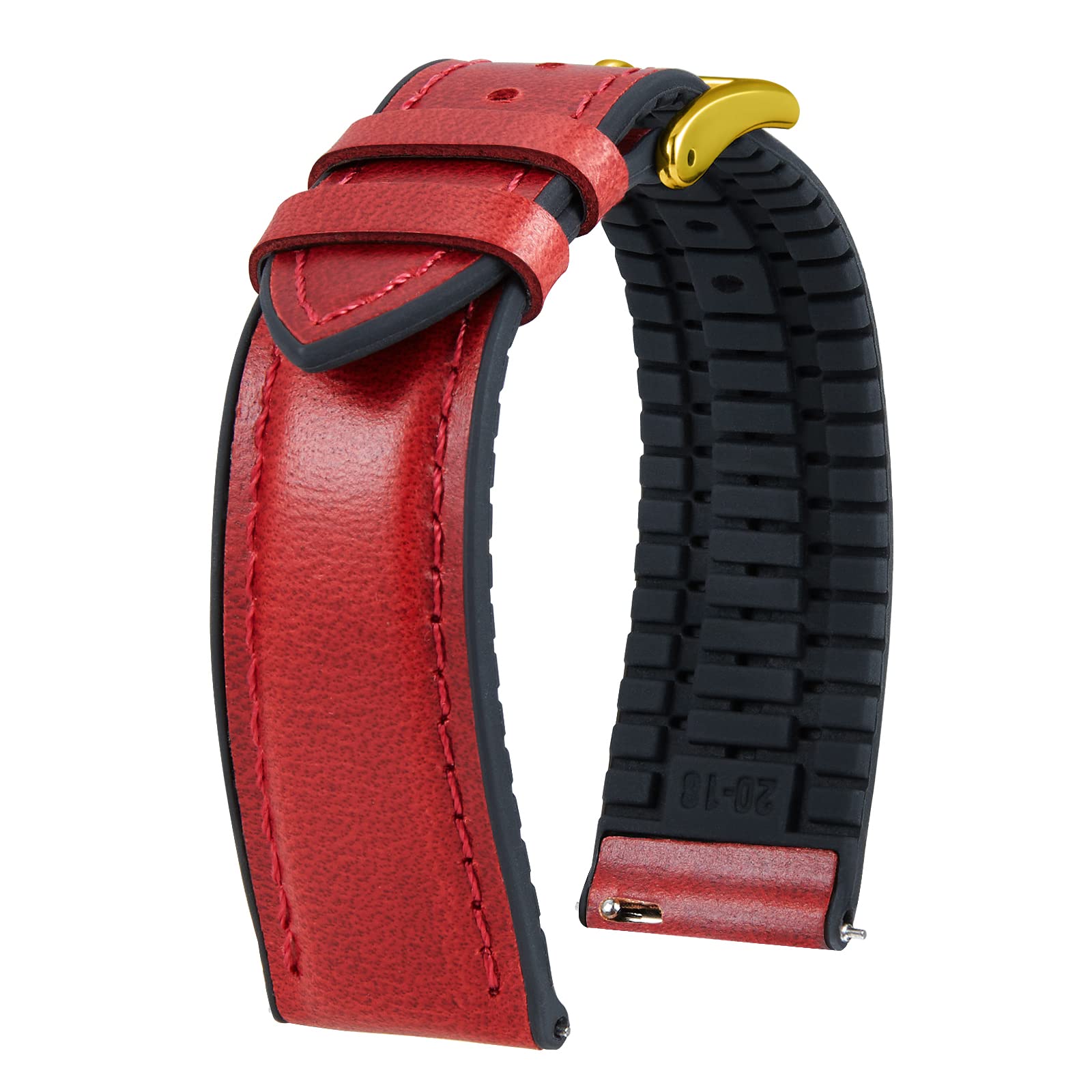 BINLUN Leather Watch Band 14mm 16mm 18mm 19mm 20mm 21mm 22mm Quick Release Premium Oil Wax Leather and Breathable Silicone Hybrid Watch Bands Replacement Strap for Men Women