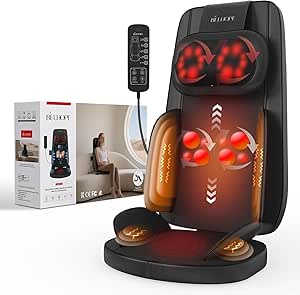 Shiatsu Neck and Back Massager with Heat, 4D Kneading Back Massager for Pain Relief Deep Tissue, Comfortable Back Massage for Chair, Massager for Home Office, Christmas Gifts for Women Men Parents