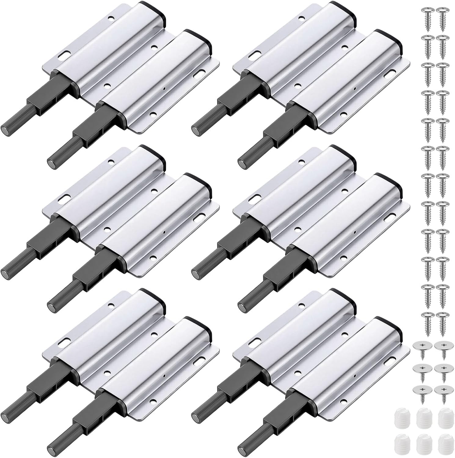6 Pcs Push Catch Metal Double Push to Open Door Latch Kitchen Door Pushes Release Latch Touch Latches Hardware for Kitchen Cabinet Drawer Closure Doors Catches Hardware
