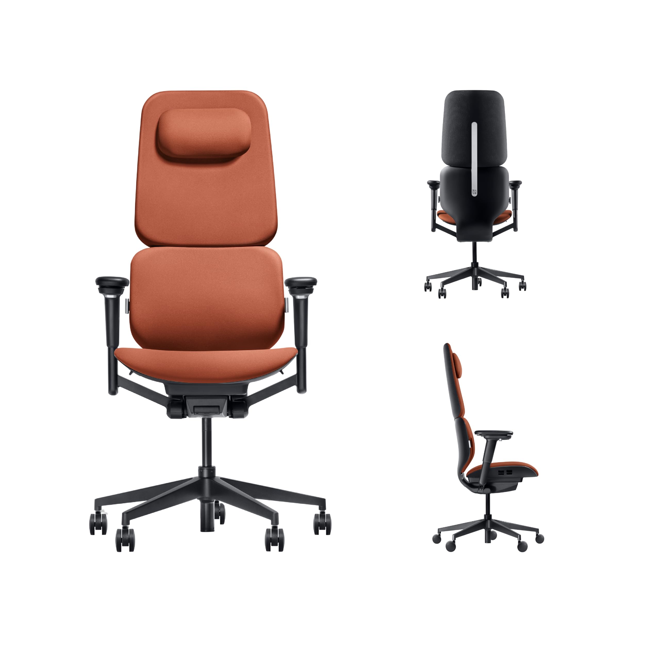 NAVO ATOM, Minimal Aesthetic & Ergonomic Office Chair, Slim & Sleek Premium Home Office Desk Chair with Ajustable Seat Depth, Lumbar Support and 4D Armrests (ErgoFabric - HighBack, Chai Brown)