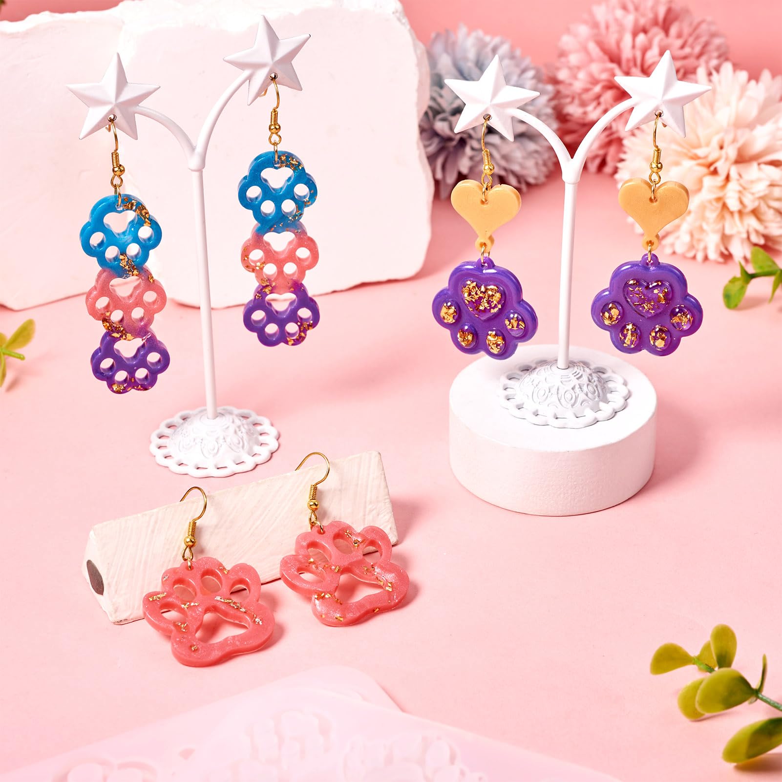 Resine Uv 3 Moules En Silicone Pour Pendentifs Pattes De Chat/Chien - DIY Résine Époxy, Bijoux, Porte-Clés - PandaHall Création Pendentif Animal