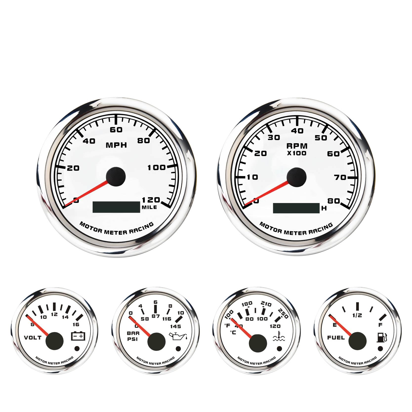 Motor Meter Racing 5 Gauge Set - Black Dial -19