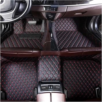 Car Carpet Custom Floor Mats For Mercedes For Benz C W204 2007 2008 2009 2010 2011 2012 2013 2014 Full Coverage Auto Floor Car MatsBlack Red 4pcs