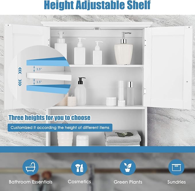 Gabinete para baño de pared Tangkula con 2 puertas y 1 estante miniatura 7
