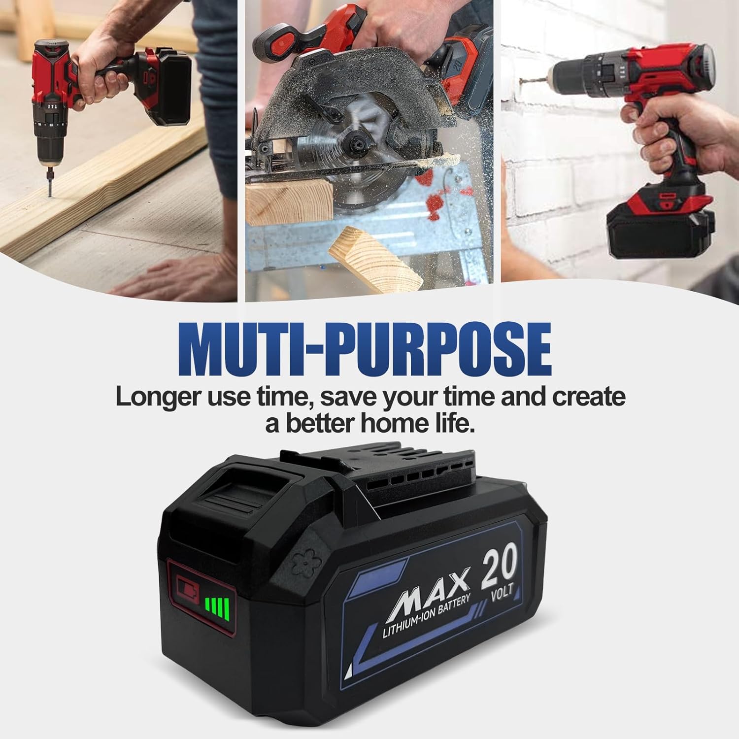 20V 6.0Ah Battery for SKIL PWRCORE 20V Series Cordless Power Tools, Replacement for Skil Battery Model BY519601, BY519603, BY519702, Lithium-Ion - Image 5