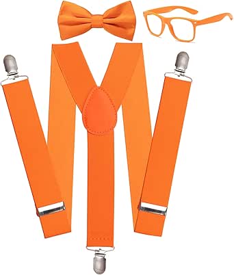 Dress Up America Neon Suspenders Set – Bow Tie & Sunglasses, Adjustable For Toddlers, Kids, Adults