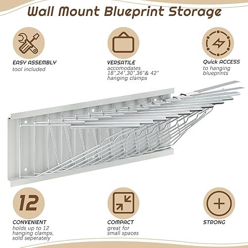 Miniatura 3 de Ctosree Estante de exhibición de póster para colgar en la pared, estante de exhibición de pared pivotante resistente con 12 soportes de pivote para