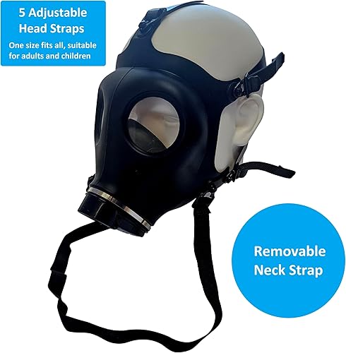 Miniatura 4 de KYNG Máscara de gas respirador (4 piezas combinadas), protección de máscara con recipiente de filtro premium negro de 1.575 pulgadas para Halloween,