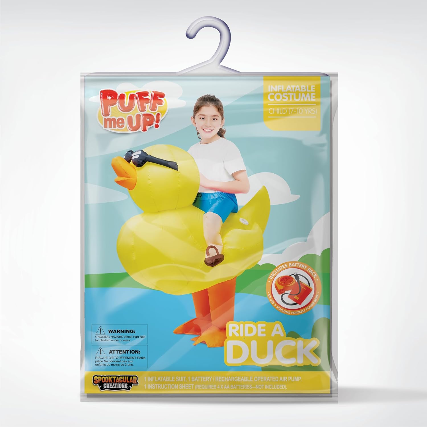 Spooktacular Creations Kids Inflatable Costume, Riding a Yellow Duck, Ride-on Blow Up Costume, Halloween Duck Inflatable Suit for Halloween Dress Up Party - Image 7