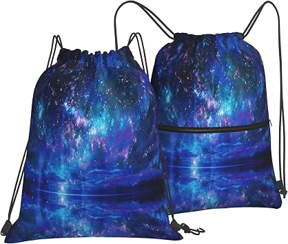 Space Drawstring Backpack, Galaxy Drawstring Bag for women man, Starry Night Sack String Bag Cinch Waterproof Sackpack for Sport Gym Beach Shopping Yoga