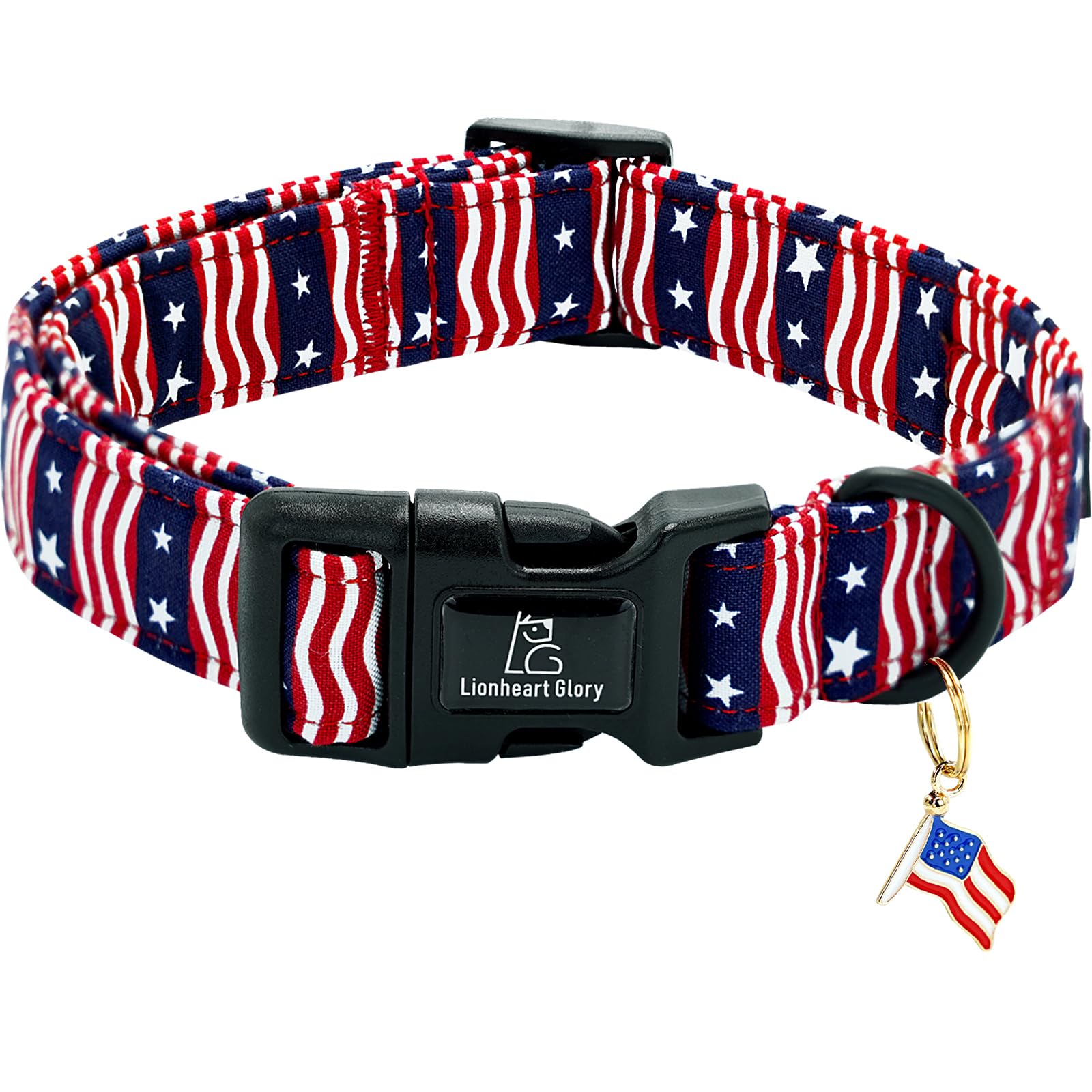 Lionheart glory American Flag Dog Collar-4 of July Patriotic Independence Day Dog Collar Heavy Duty Adjustable Dog Collars for Small Dogs Pet Gift