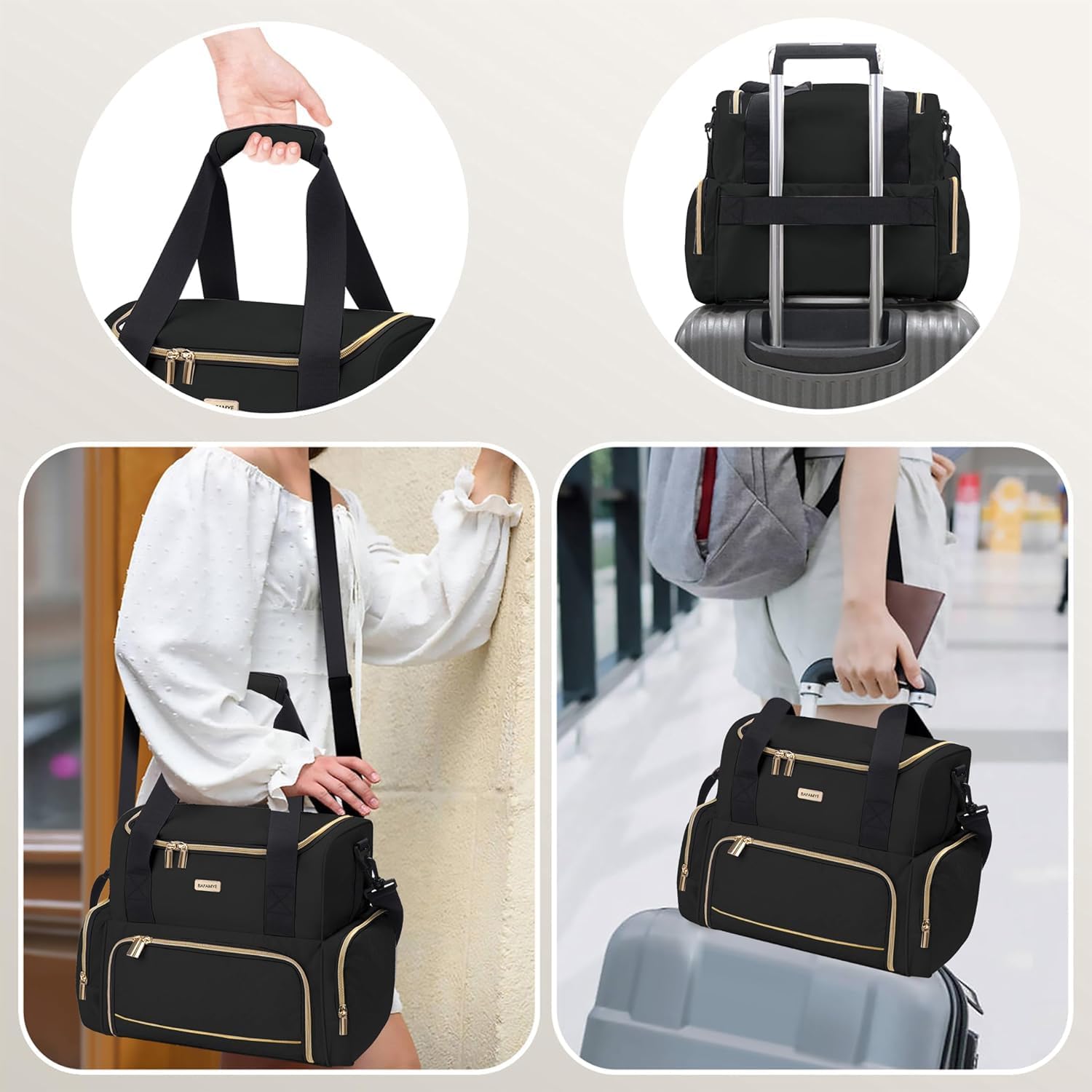 Large Makeup Travel Cosmetic Bag with 2 Removable Case, Double Layer Big Travel Make Up Organizer Case, Toiletry Bag for Women, Train Cases Bags - Image 6