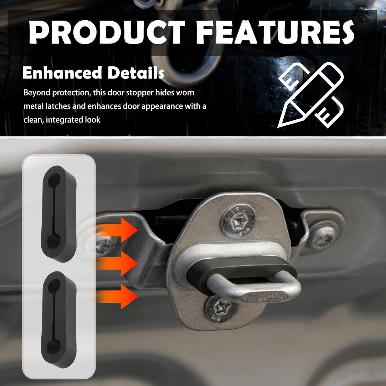 4PCS 2026 Upgraded Car Door Lock Cover Pad,Rubber Car Door Lock Protector to Reduce Closing Noise & Vibration,Universal Cars Doors Latch Cover Pads for Most Vehicles