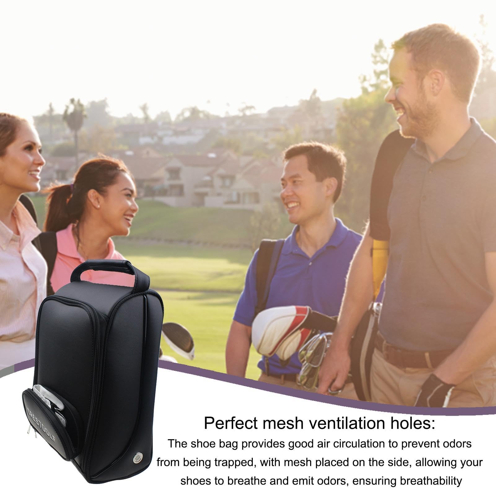 Golfschuhtasche, wasserdichte PU-Schuhbehälter, Reißverschluss-Golfschuh-Tragetaschen, staubdichte Aufbewahrungstasche, gepolsterte Golfschuh-Tragetaschen, 10 l Herren-Golfschuhtasche für Golf,