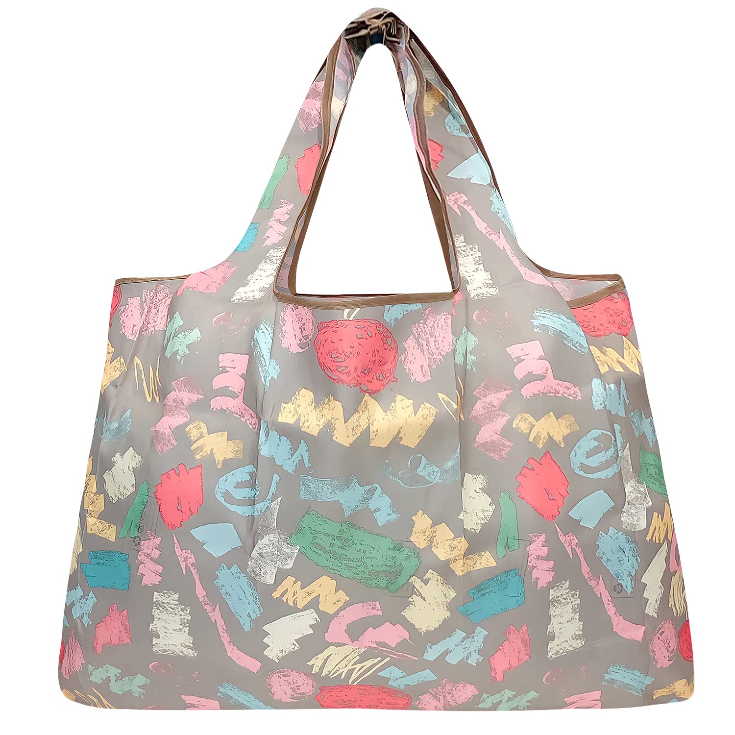 Allydrew, Borse Della Spesa Pieghevoli Grandi E Piccole In Nylon Riutilizzabili Set Di 2 Motivo Floreale Grigio~p132763899