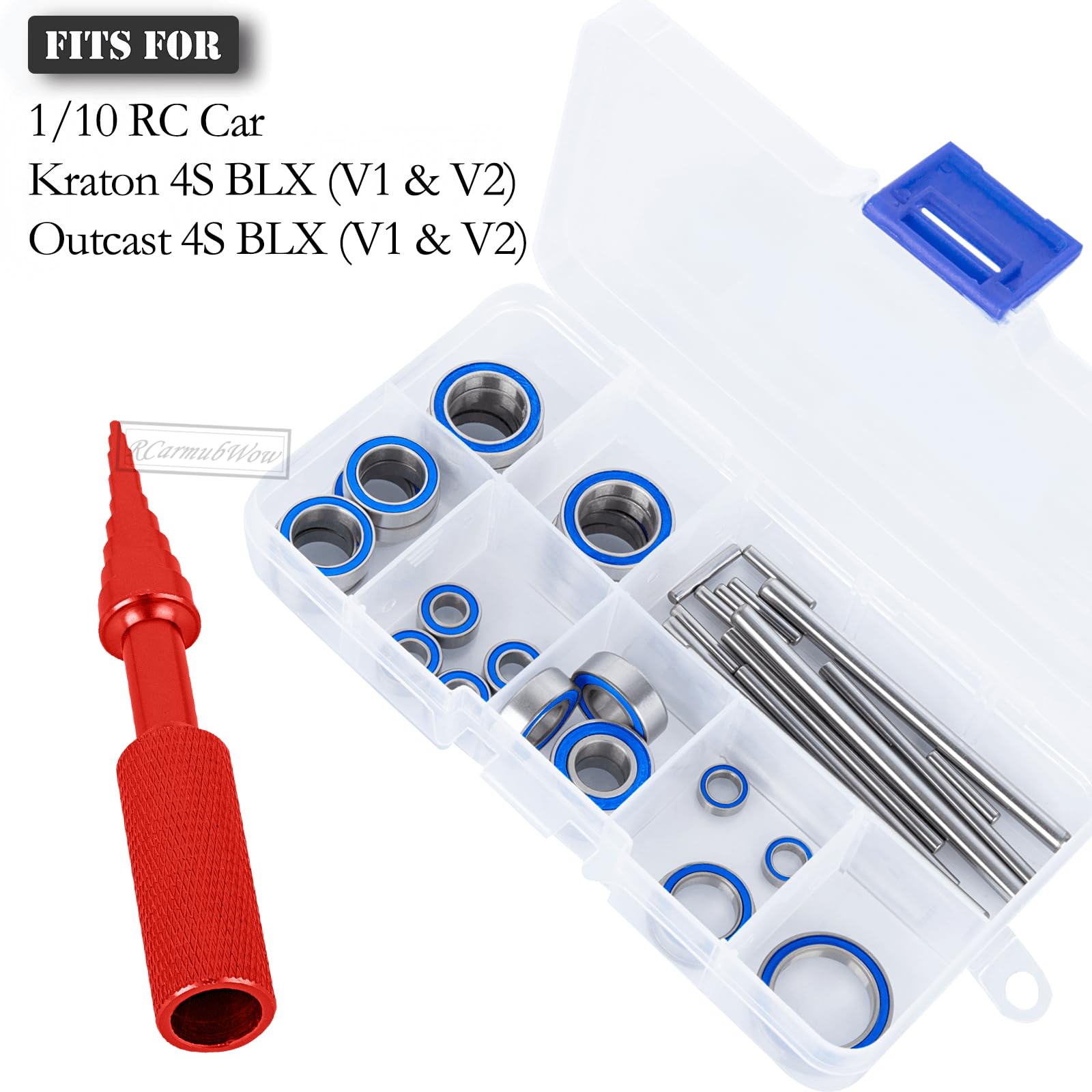 RcarmubWow RC Bearings Kit Upgrades Part for 1/10 Kraton 4S BLX(V1&V2) Outcast 4S BLX (V1&V2),26pcs Metal Bearing Kit Hop-up,Navy Blue