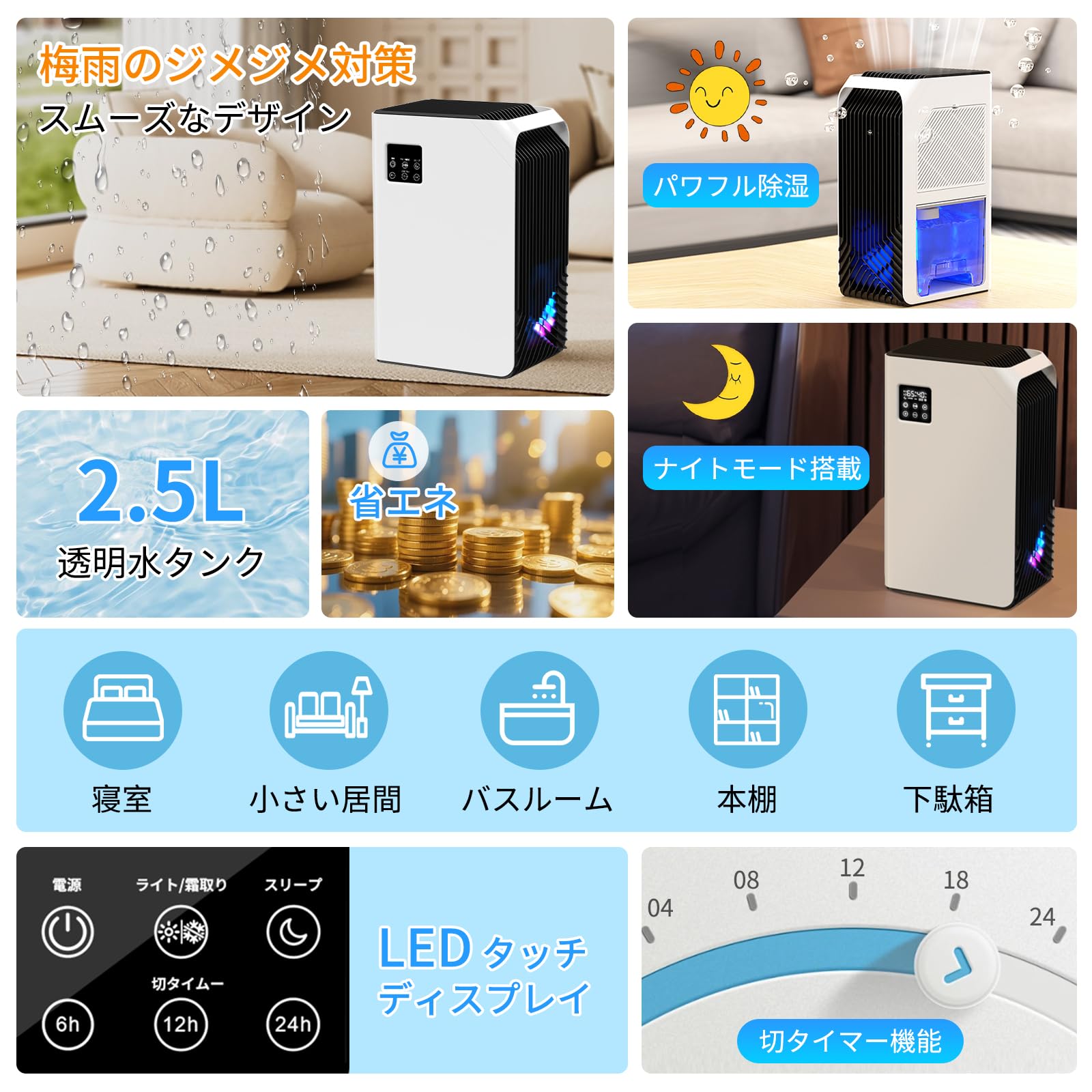 Amazon | 除湿機 除湿器【2.5L大容量タンク 除湿量1L/日】ダブルぺ