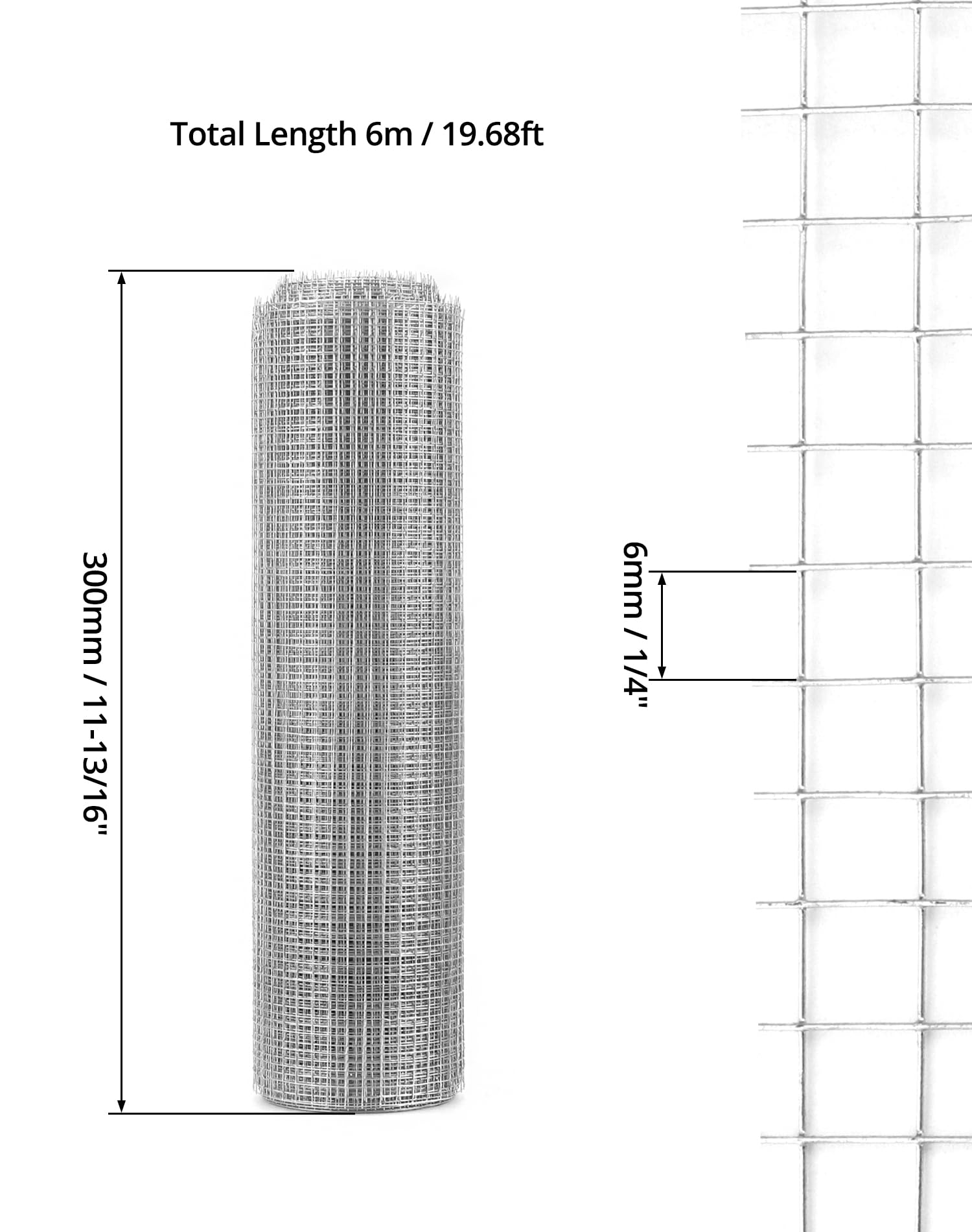 QWORK® siatka druciana, siatka metalowa, siatka dla królików o małych oczkach, 30 cm x 6 m