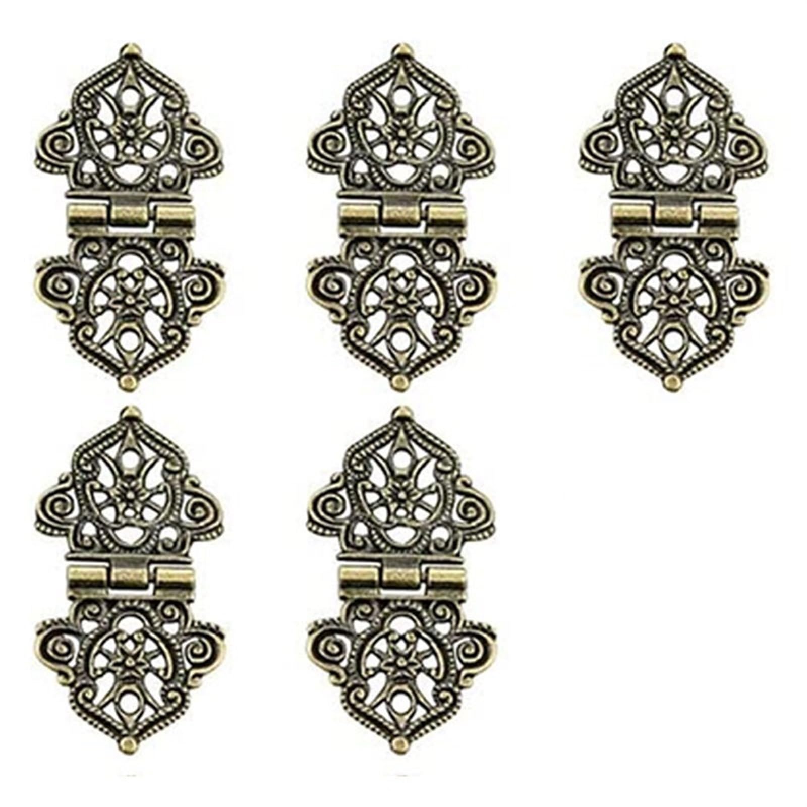 Nvsfzgiyg 5Pcs Bronze Antique Decorative Hinges Bronze Engraving Design Box Jewelry Hardware Diy Metal For Wooden Cases 5Pcs(5Pcs Bronze)