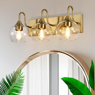 Bathroom Light Fixtures, 3-Light Brushed Gold Vanity Light Over Mirror, ...