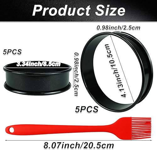 Miniatura 8 de Paquete de 10 anillos ingleses para magdalenas, anillos de cocina de acero inoxidable de doble enrollado, moldes redondos de 4 pulgadas, anillos