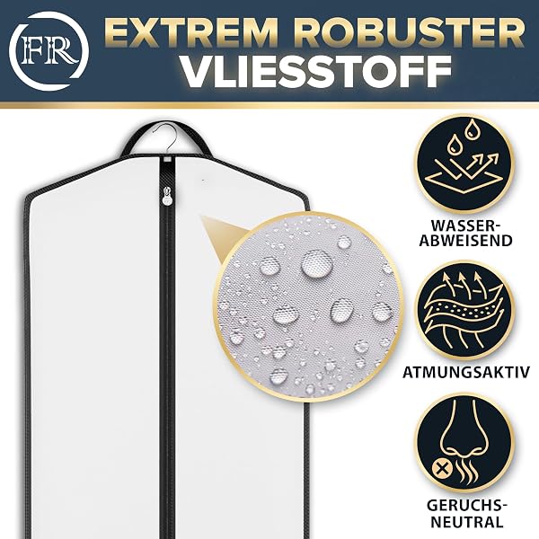 FiRiO® 1 x Premium Kleidersack lang 180 cm - Faltbarer Kleidersack für Brautkleider, Hochzeitskleider, lange Kleider & Mäntel - Atmungsaktive Kleiderschutzhülle mit Tragegriff für Reise & Aufbewahrung - 3
