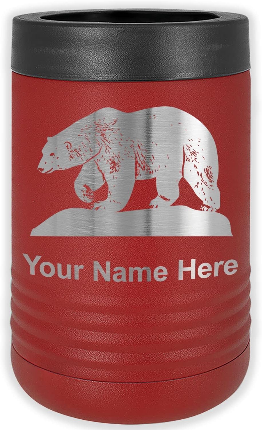 LaserGram Personalized 12 oz. Stainless Steel Can & Bottle Insulator, Polar Bear – Keeps Drinks Cold Longer (Yellow)